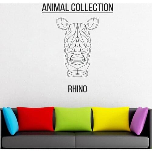 Geometric RHINO Head Vinyl Sticker Animals Anime Wall Decal Scandi Minimalistic Monochromatic DIY Murals JH18