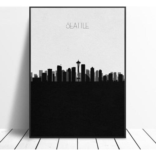 Seattle Skyline Art Canvas Poster Print Home Decor Painting No Frame