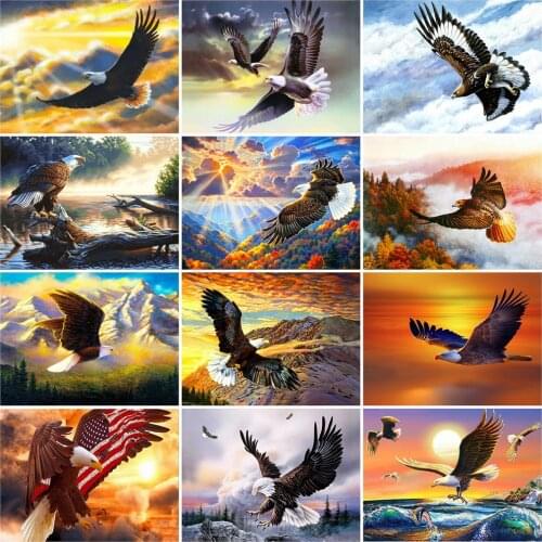 HUACAN Diamond Painting Eagle Full Square Drill Needlework Art Diamond Embroidery Animal Mosaic Picture Of Rhinestone Home Decor