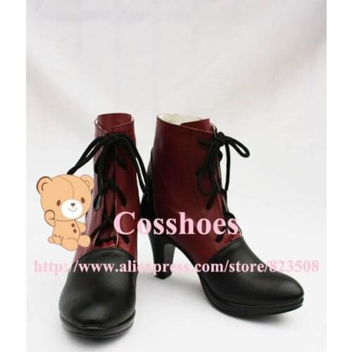 Custom made dark red conerlia shoes boots from black butler Kuroshitsuji Cosplay