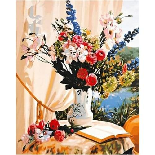 GATYZTORY 60x75cm Frame Oil Painting By Numbers Flower Vase Paint By Numbers On Canvas Home Decoration Unique Gift