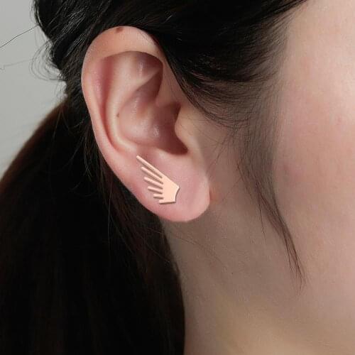 Chandler Punk Cool Wing Climber earring Crawler Max Boho Gold Color Stainless Steel Personality Geometry Stud Earrings