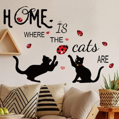 Creative Black Cats Wall Stickers Vinyl Art Wall Decal Teen Room Decoration Wallpaper Self-adhesive Home Living Room Decor Mural