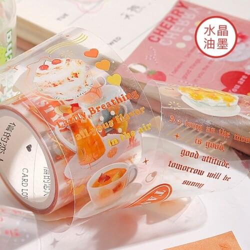 Summer Ice Sweet Drink Special Oil PET Washi Tapes Bullet Journal Masking Tape Adhesive Tape DIY Scrapbooking Washi Sticker