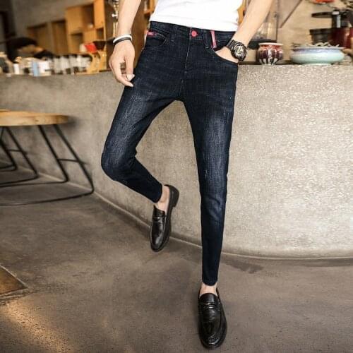 Hot 2020 fashion street teenagers Jeans boys Slim Korean summer thin pants cowboy student casual Denim pencil pants men