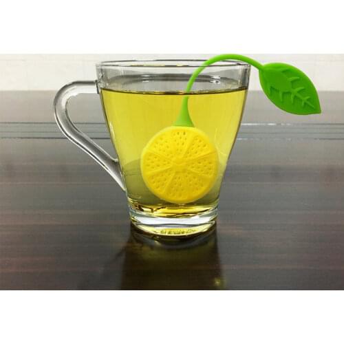 Hot Sales Tea strainer Lemon Shaped Silicone Perforated Tea strainer Filter Infuser Orange Green