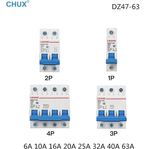 MCB DZ47-63 C45 1P 2P 3P 4P 6a 10a 16a 20a 25a 32a 40a 63a Household Home improvement Air switch Circuit Breaker