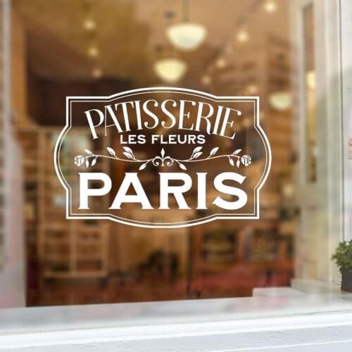 Cute French Flower Shop Window Vinyl Sticker Decoration Patisserie Les Fleurs Quote Wall Decals Dessert Shop Wall Sticker Decor