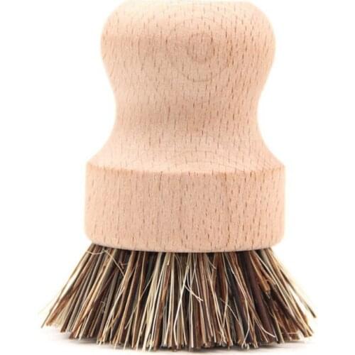 Palm Sisal Mini Kitchen Cleaning Brush Round Short Handle Natural Dish Wash Scrubber Utensils for Pot Pan Sink Vegetable K0AB