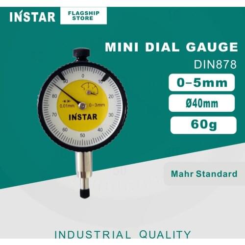 INSTAR Dial Indicator Mini 0-5mm Dial Gauge Mahr Standard Industrial Quality 0.01mm