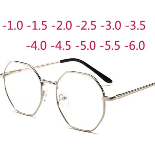 Regular Polygon Women Men Glasses Lady Luxury Retro Myopia Optical Mirror Eyewear -0.5 -1.0 -1.5 -2.0 -2.5 -3.0 -3.5 -4.0