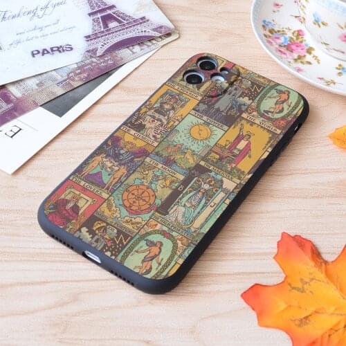 For iPhone The Major Arcana Of Tarot Vintage Patchwork Print Soft Matt Apple iPhone Case