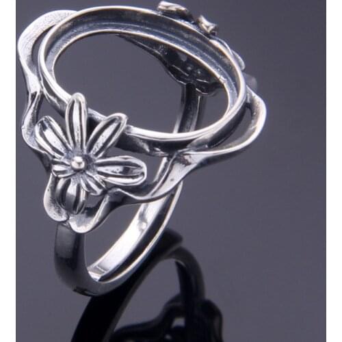 12*16mm 925 STERLING SILVER flower women Semi Mount Bases Blanks base blank Pad ring Setting wedding jewelry findings diy A2132