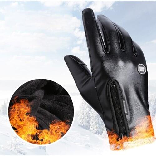 Full Finger Warm Mens Leather Gloves Touch Screen Gloves for Men Fashion Mittens Work Driving Gloves