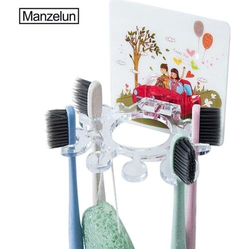 Plastic Toothbrush Holder Toothpaste Storage Rack Toothpaste Dispenser Toothbrush Organizer Wall Mount Stand Bathroom Tools