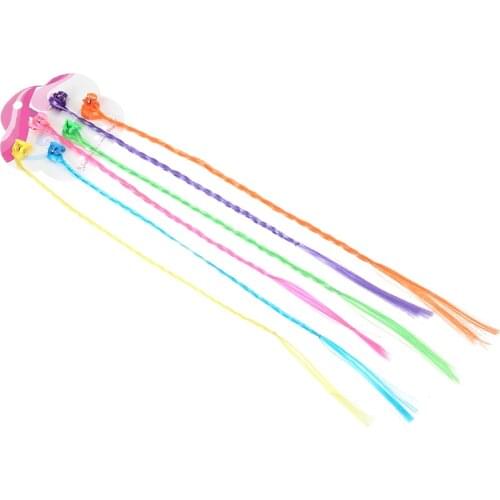 For Hair Braiding Accessories 12PC Kids Girls Colorful Nylon Braided Hair Clip-On Hair Extensions Attachments Hairstyle Decorate