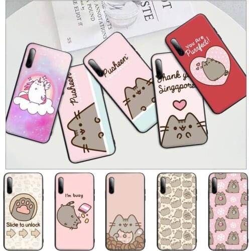 Pusheen Cat Cute Black Rubber Mobile Phone Case Cover For Redmi S2 4X 5 5A Plus 6 6A 7 7A 8 8A 9 9A
