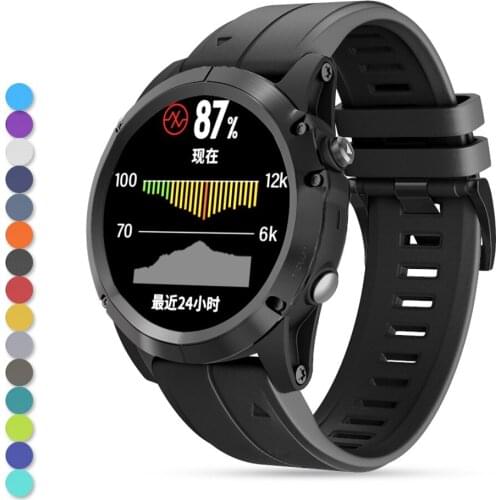 EiEuuk 26mm Soft Silicone Replacement Watchband Strap Wristband for Garmin Fenix 6X Pro/Fenix 5X/5X Plus/Fenix 3/Fenix 3 HR