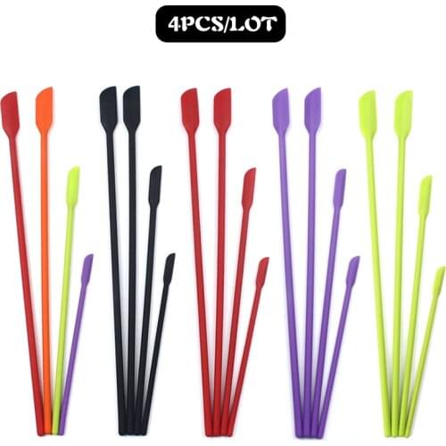 4pcs Silicone Scraper Mini Sharp Extended Cosmetic Bottle Scraper Fruit Sauce Spatula Kitchen Tools