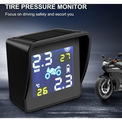 Motorcycle TPMS Tyre Pressure Warning Monitoring System USB Solar Power Digital Auto Motor Tire Pressure Security Alarm Systems