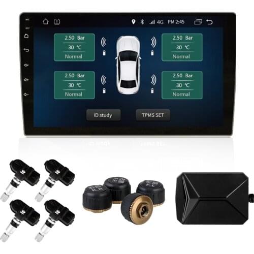 USB Android Car TPMS Tire Pressure Monitoring System Wireless Transmission TPMS With 4 Sensors Android Navigation Alarm System