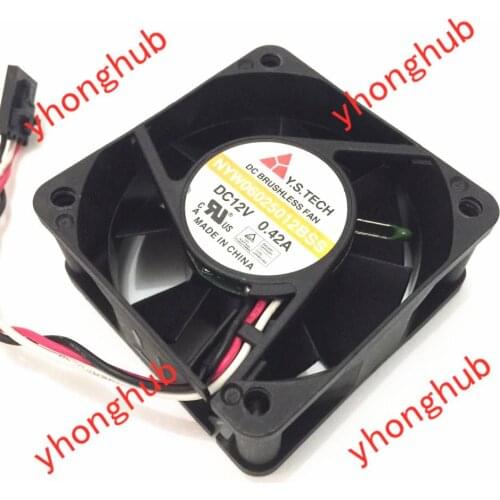 Y.S TECH NYW06025012BSS DC 12V 0.42A 3-wire 60x60x25mm Server Cooling Fan