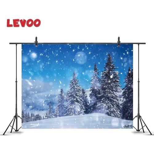 LEVOO Photophone Backdrop Winter Snowflake Fir Trees Blue Sky Photography Background Studio Props Photocall Photo Shoot Vinyl