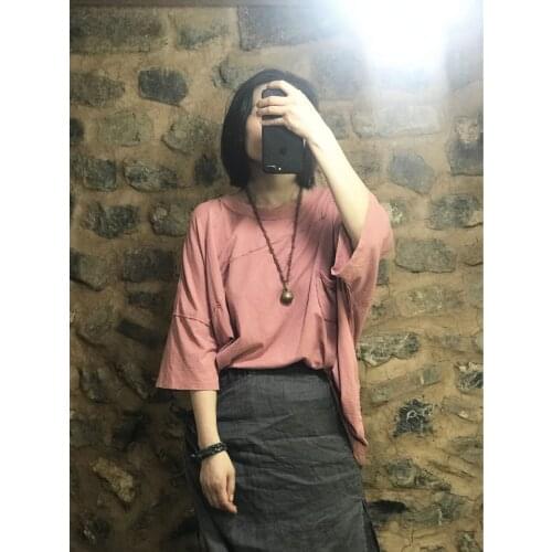 Women Solid Color Cotton T-shirt Tops Ladies Loose Solid Color Tees Shirt Female 2021 Summer Tee Shirt