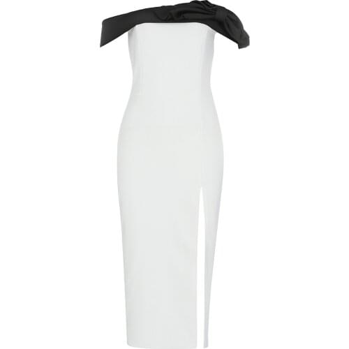 2021 New Summer Women Bodycon Bandage Dress Slash Neck Ladies Clothes Sexy Club Celebrity Party Elegant Dresses