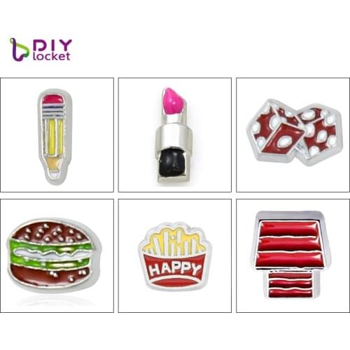 10PCS! Mix Color Mini Floating charms Zinc Alloy Fit Floating lockets & Floating locket bracelet LSFC018-501