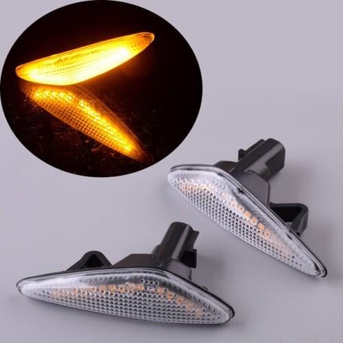 2 Pins Plastic Clear Lens Amber LED Sequential Fender Side Marker Light LED Fit For Mazda MX-5 RX-8 Fiat 124 Spider