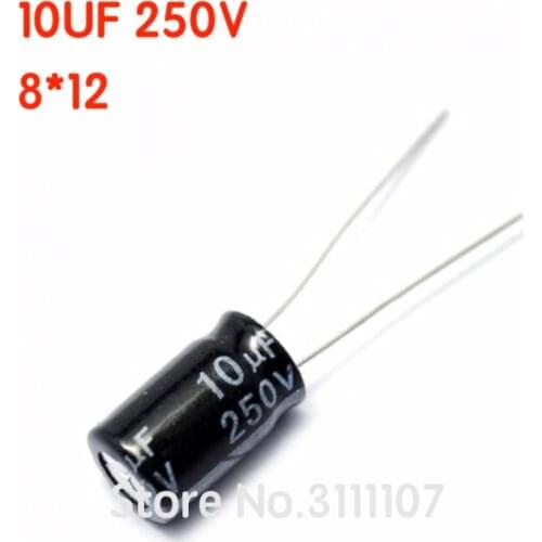 20PCS/LOT 10UF 250V 8*12 Aluminum electrolytic capacitor Electrolytic Capacitor 250v 10uf 106