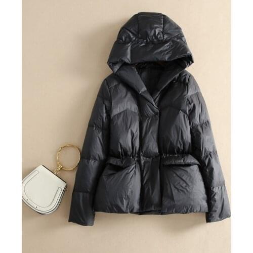 2021 Winter Women 90% White Duck Down Coat Short Thick Warm Puffer Jacket Female Casual Waterproof Slim Black Parkas