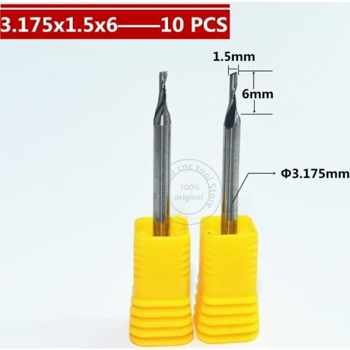 3.175mm*1.5mm*6mm,Freeshipping,CNC insert bit,solid carbide Aluminum milling cutter,1 flute end mill,PVC,Acrylic,aluminum