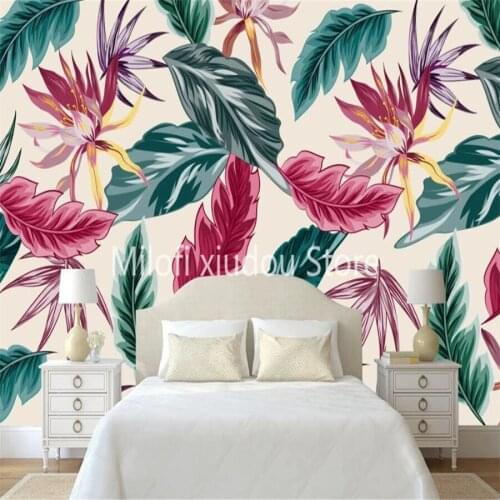 Milofi custom 3d wallpaper mural modern tropical rainforest plant banana leaf pastoral background wall decoration painting wallp