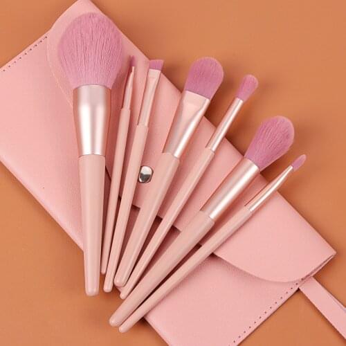 7 /12pcs Pink Makeup Brush Sets Beginner Makeup Tool Eye Shadow Blush Brush Beauty Kit with Pu Bag