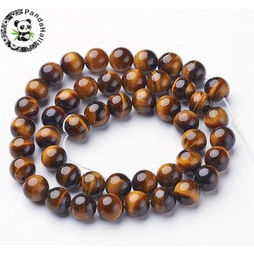 8mm Grade A Round Tiger Eye Stone Beads Strands for Jewelry Making DIY,hole: 1mm; about 46pcs/strand, 15.5",5Strands