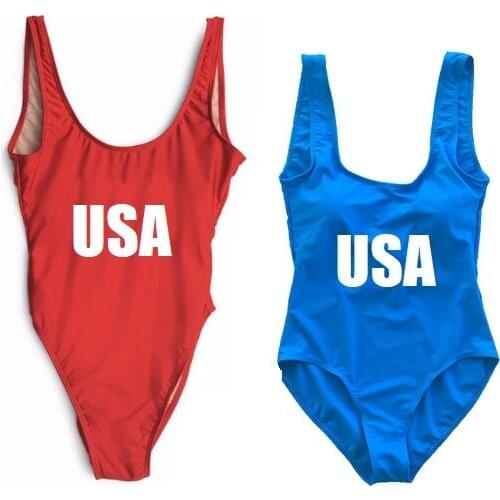 USA one-piece suit sexy women bodysuit american hot bodysuit high cut beachwear Monokini backless jumpsuit Rompers