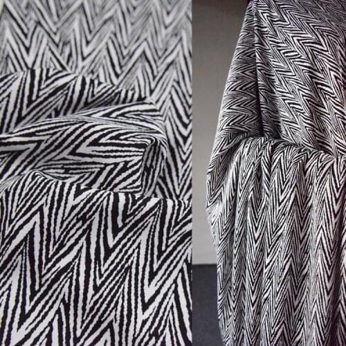 50*150cm Fashion Black And White Herringbone Printed Satin Chiffon Fabric Dress Pants Handmade DIY Fabric