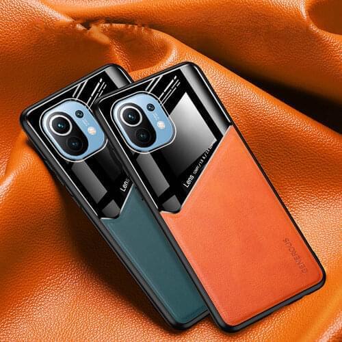 Car Magnetic case for Xiaomi Mi 11 case silicone soft tpu bumper mirror leather case for Xiaomi 11 ultra Mi 11 Pro Lite cover