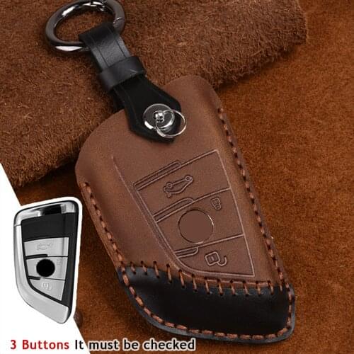 High Quality Leather Car Key Fob Cover Case Set Keychain 3/4 btn For BMW 320li/523li/525li/528li/530 /X1/X2/X5 car Accessories