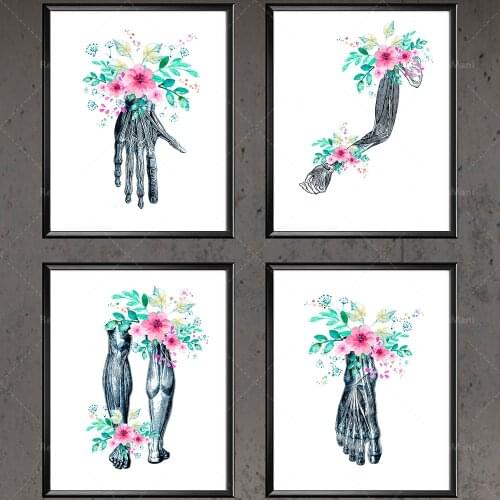 Floral Muscular System Anatomy Print Hand Foot Tendons Orthopedic Art Medical Poster Chiropractor Gift Massage Therapist Gift Do