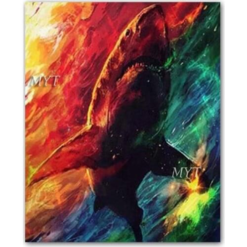 Pure Hand-painted Abstract Shark Oil Painting Wall Canvas Art Acrylic Paintings Home Wall Decoration Hangings Pictures Artwork