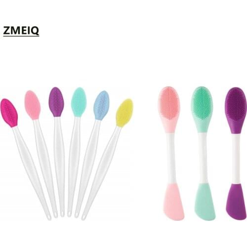 Double-Sided Soft Lip Exfoliator Set Lip Brush Tool Silicone Exfoliating Lip Scrub Brush Face Soft Cleaning Brush Mask Brush