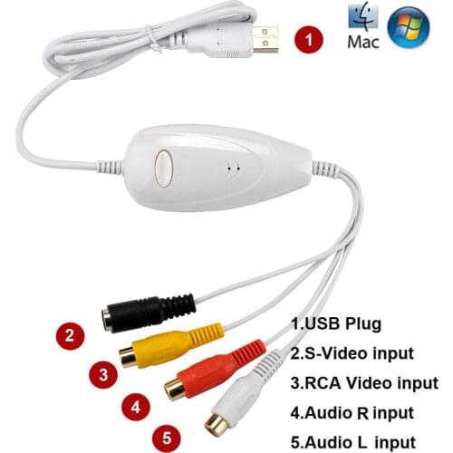 Ezcap1568 159 USB Video Capture Card Convert Analog To Digital Format for DVD DVR VHS Player for Win7/8/10 Win10 64bit & Mac OS