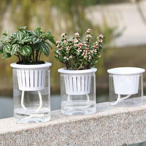 10/12/15CM Clear Double Design Automatic Flower Pots Planters Water Absorption Self Watering Pots Flower Pot Planter Home Decor
