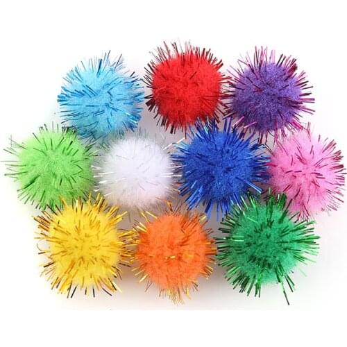 JOJO BOWS 100pcs DIY Craft Supplies Mixed Colored Glitter Hairballs For Children Pompom Hairclips Hair Decoration Accessories