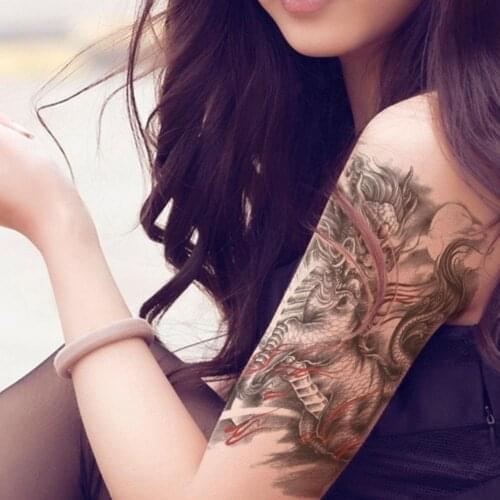 Cool Tiger Dragon Arm Shoulder Waterproof Temporary Fake Tattoo Sticker Temporary Tattoo Waterproof Clear Pattern Long Lastin