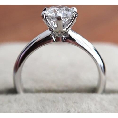 Classic 925 Sterling Silver Moissanite Ring Simple style 1ct carat IJ color jewelry Anniversary Ring