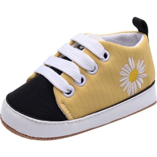 Baby Floral Canvas Shoes Color Matching Lace-up Casual Sneakers Anti-slip Infant Toddler Shoes Baby Shoes Autumn New Arrival